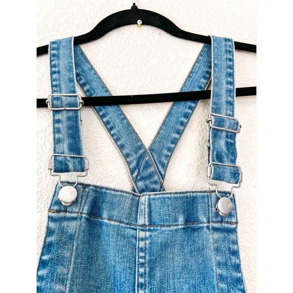 Madewell Skinny Denim Overalls in Kemp Wash Bibs Jeans Raw Frayed Hem Size XS - Picture 4 of 7